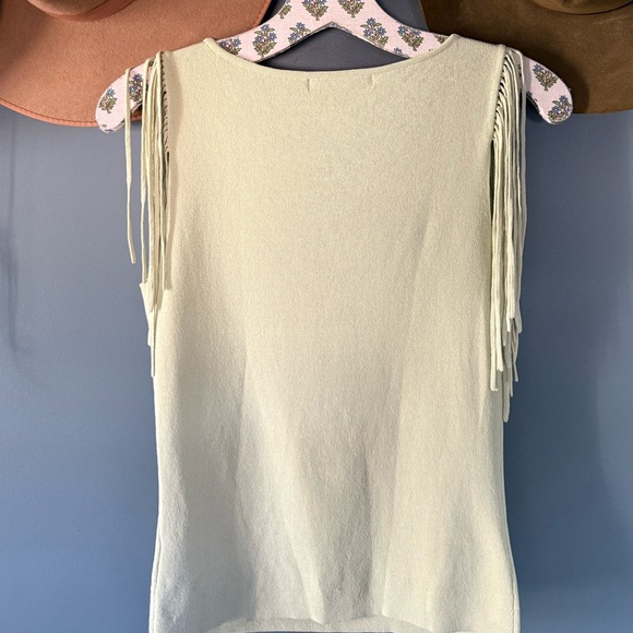 Y2K coyote ugly Ruby Cho Unique fringe Top pistachio green color rayon nylon xs - Picture 5 of 5